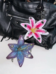 Handmade Steampunk Lily Pendant – Mixed Industrial Style Botanical Art Piece