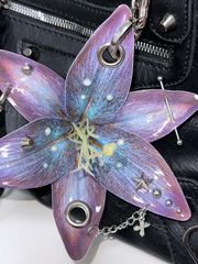 Handmade Steampunk Lily Pendant – Mixed Industrial Style Botanical Art Piece