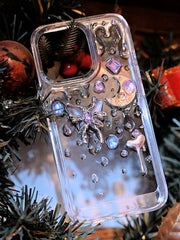 Pink Dimensional Metallic Butterfly Designer Case - Memoryincases®︎