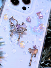 Purple Dimensional Metallic Butterfly Designer Case - Memoryincases®︎