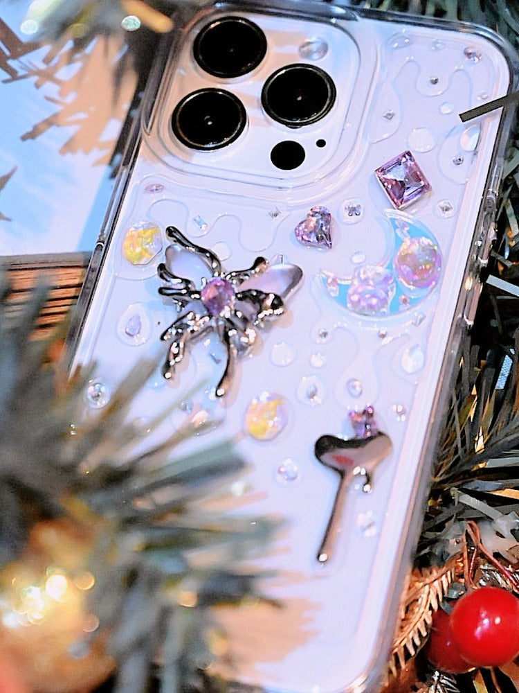 Purple Dimensional Metallic Butterfly Designer Case - Memoryincases®︎