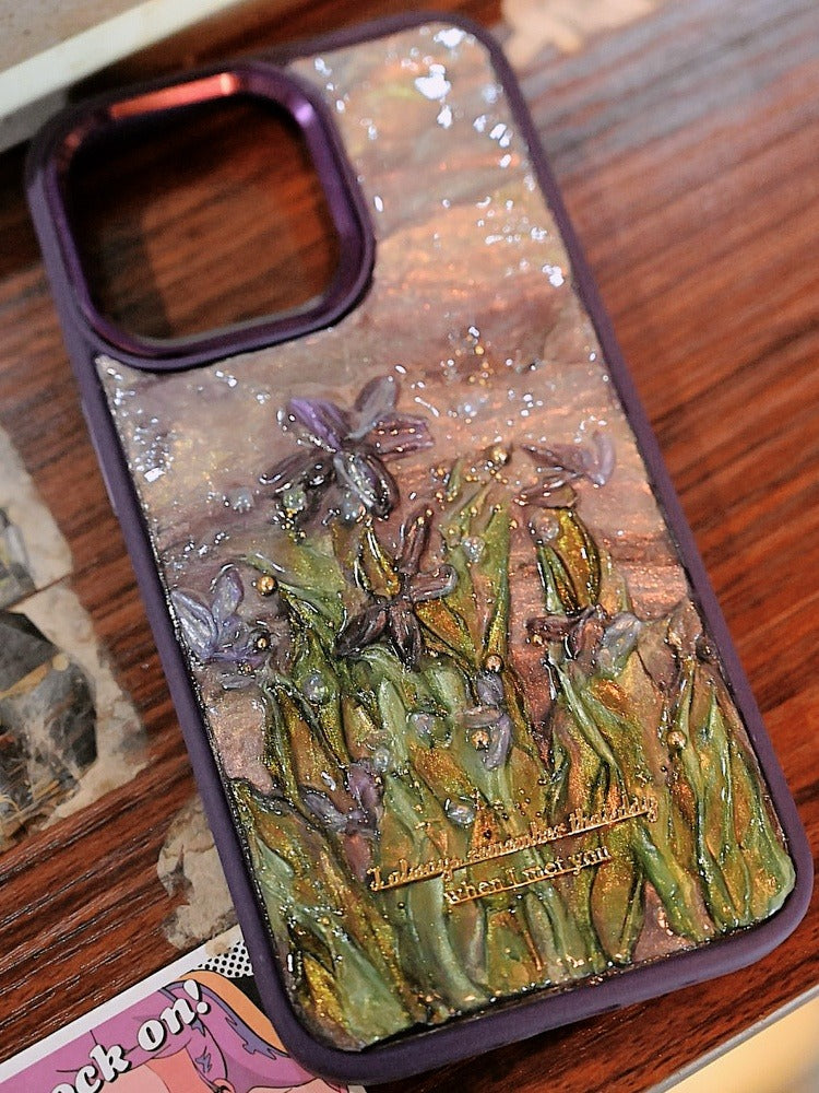 Purple Flower Starry Night Designer Case - Memoryincases®︎