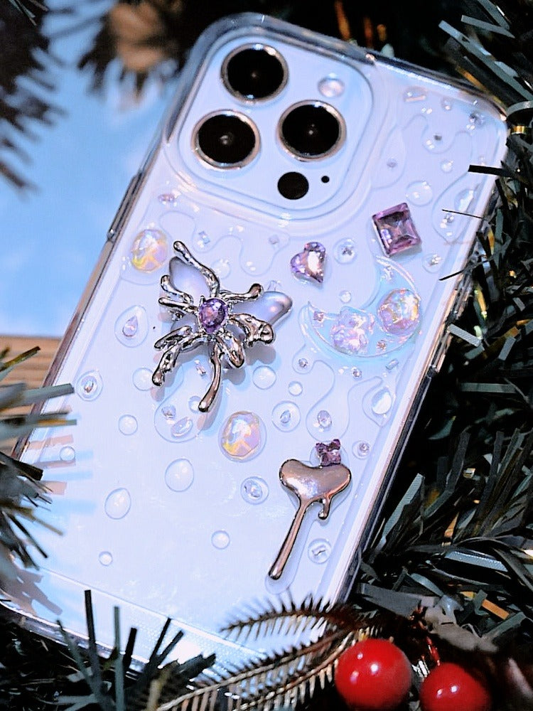 Purple Dimensional Metallic Butterfly Designer Case - Memoryincases®︎