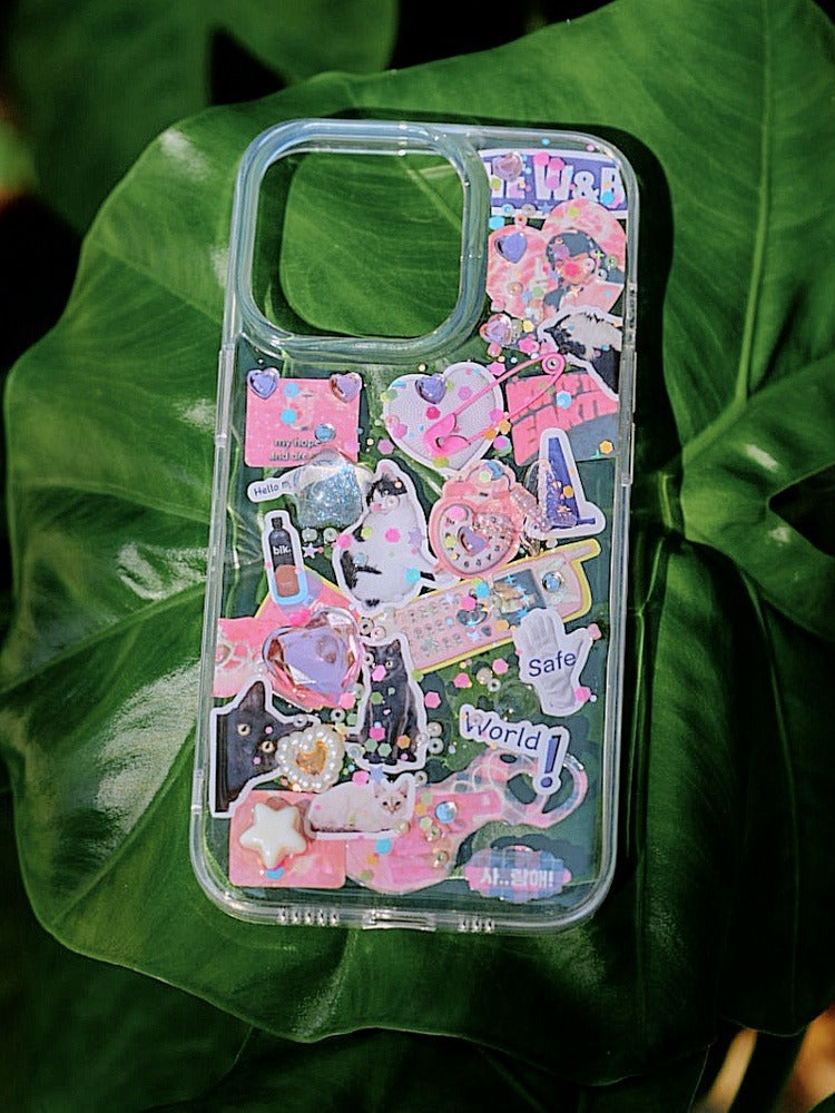 Pink Kitten Gem Phone Case for Women | Cute Pearl Heart Design | Empowering Gift for Girls