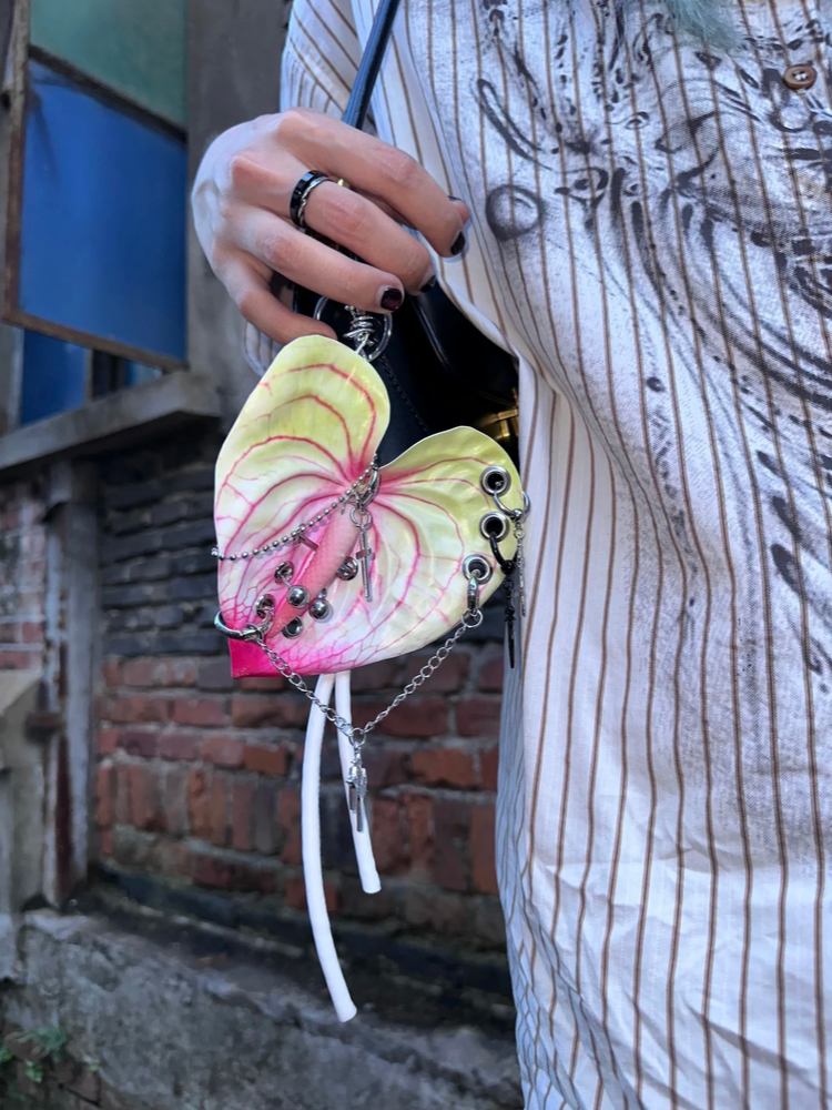 Dark Metal Plant Keychain | Industrial Piercing Handmade Design | Deconstructionist Unique Pendant | Artisan Crafted Accessory