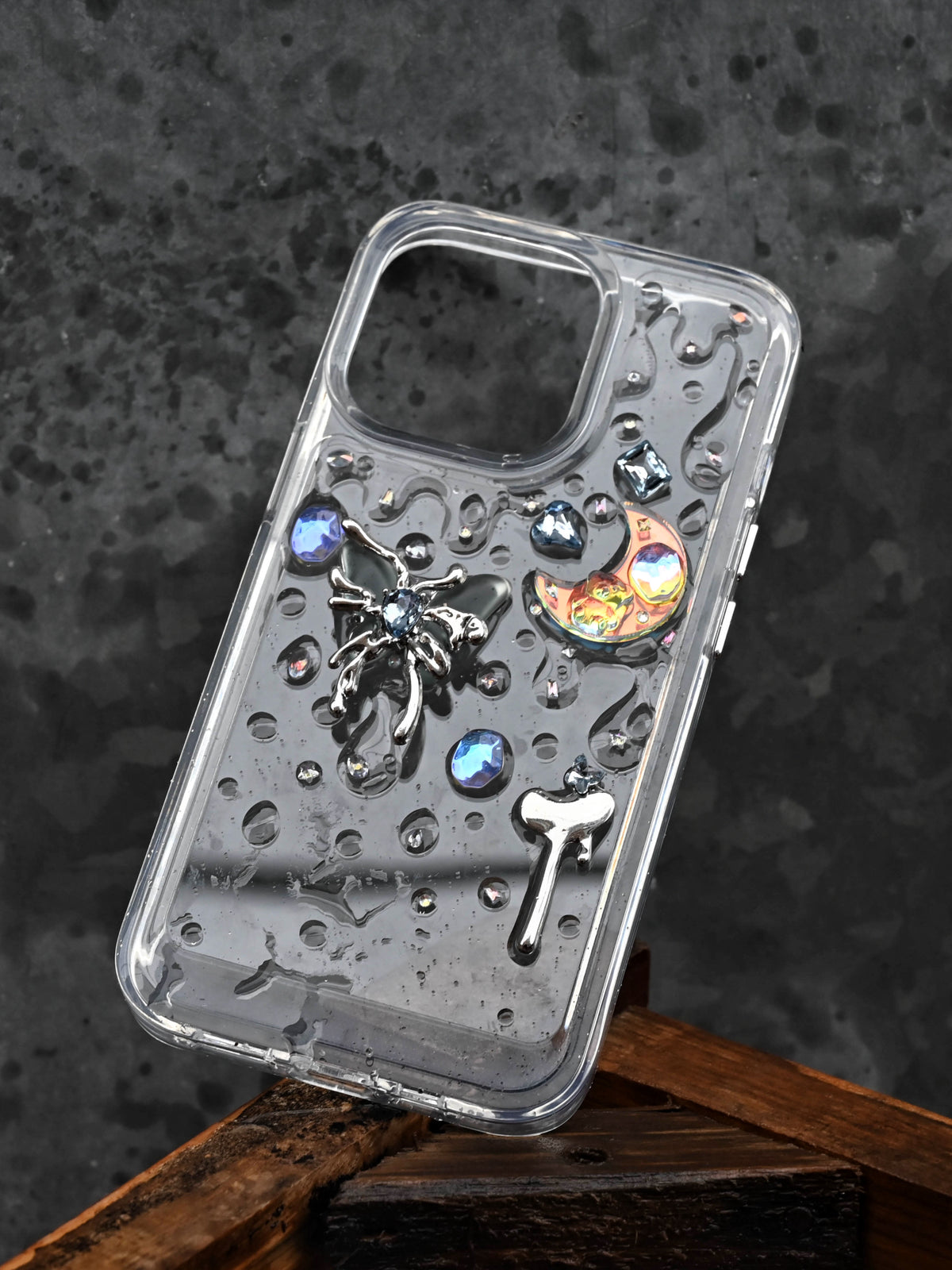 Frosted Butterfly Phone Case | Heart Key Moon Gem Design | Ethereal Aesthetic Accessory - Memoryincases®︎